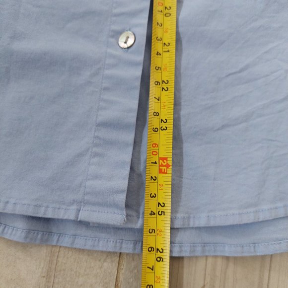 Togo Light Blue Cotton Shirt, 3/4 Sleeve 2 Color Cuffs, Size M - Picture 8 of 8